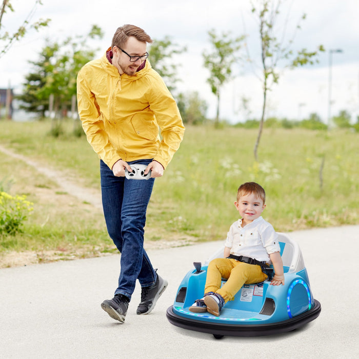 Qaba 12v Bumper Car For Toddlers, Electric Powered Ride-On Car With 360 Degree Spin, Remote Control,