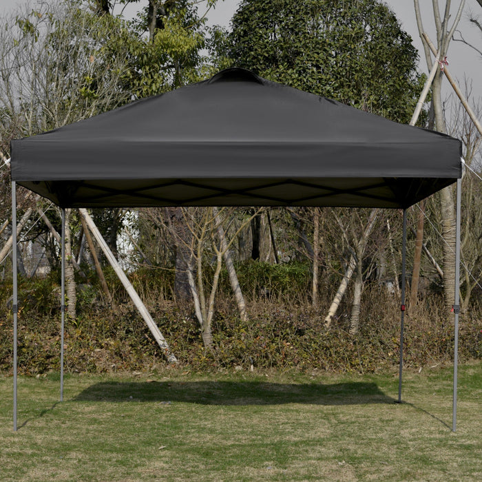 Outsunny 10' X 10' Pop Up Canopy Tent With Airy Top Vent And Bag, Black