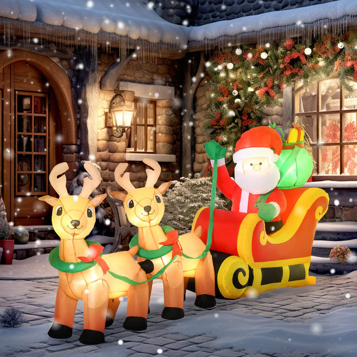 HOMCOM 8ft Outside Christmas Decorations with LED Lights Display