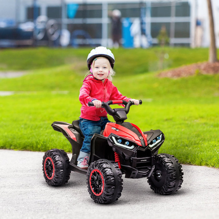 Aosom 12v Kids Atv, Four Wheeler Kids Quad With Music, Mp3, Headlights, High & Low Speed, Battery Po