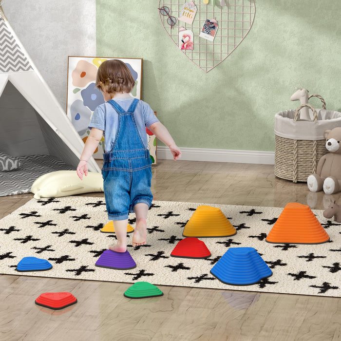 Qaba Stepping Stones Kids, 9pcs Obstacle Course For Kids, Non-slip Heart-shaped Balance Stepping Sto