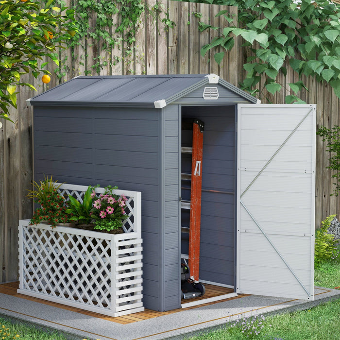 Outsunny 4.5' X 6' Garden Storage Shed W/ Latch Door, Air Vents, Pp, Grey