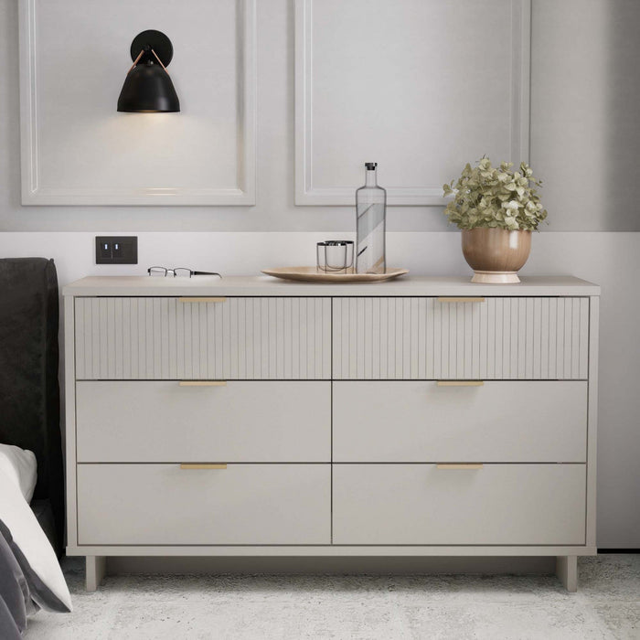 Granville Modern 55\" Dresser in Light Gray (6-Drawer) 