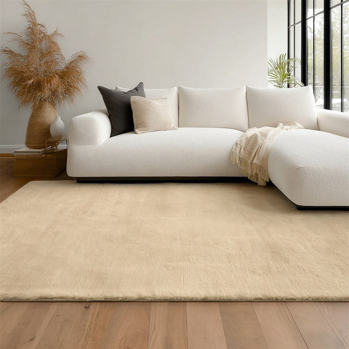 Argo Plush & Shags Beige Washable Rug 5'0\" x 7'6\" Indoor Area Rug 