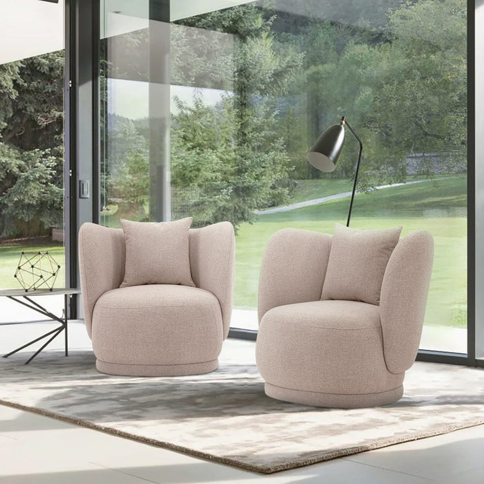 Siri Modern Upholstered Lounge Chair in Wheat - Set of 2 
