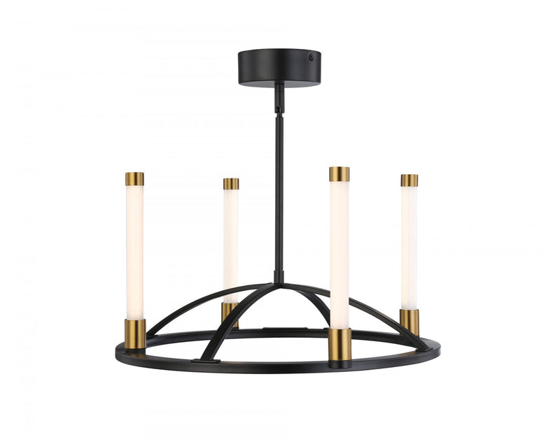 Infiniti Matte Black & Brass 4-Light Integrated LED Chandelier