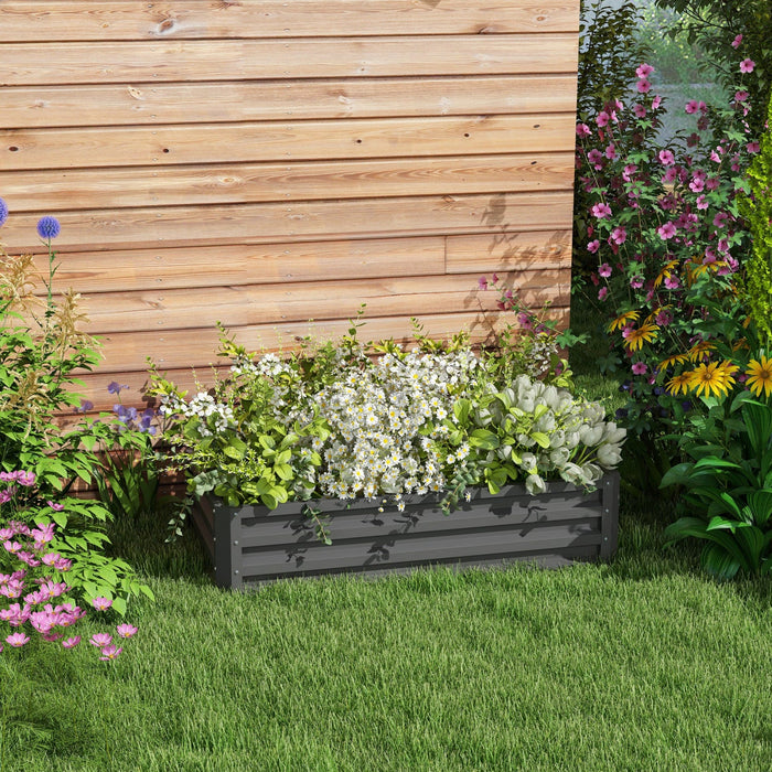 Outsunny 4' X 2' X 1' Raised Garden Bed, Galvanized Steel Planter Box For Vegetables, Flowers, Herbs