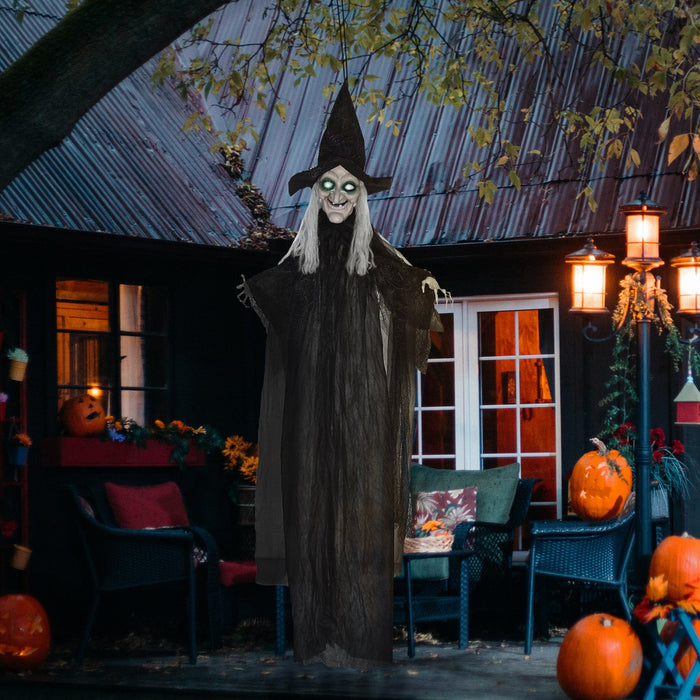 Homcom Black Witch Halloween Prop W/ Light Up Eyes For Party