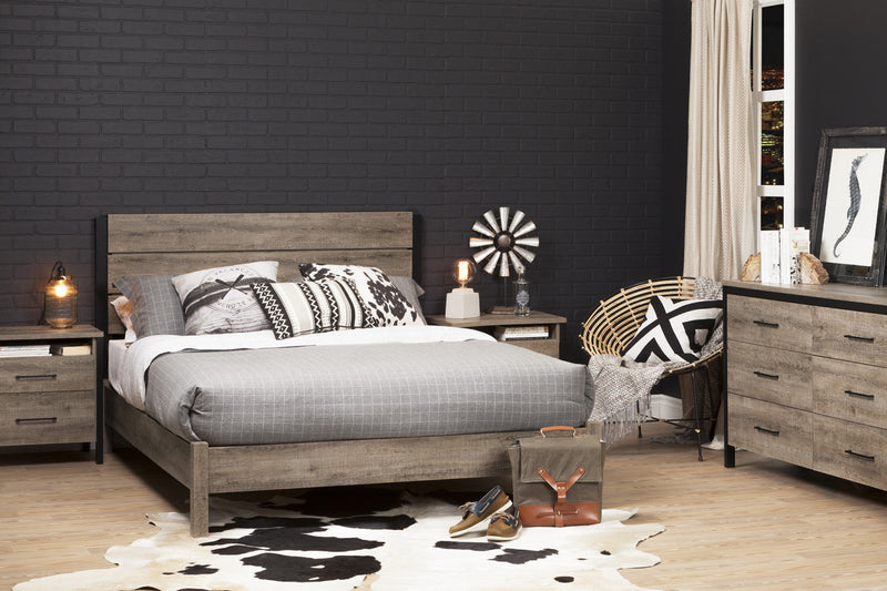 Munich 6-Drawer Dresser - Weathered Oak and Matte Black 