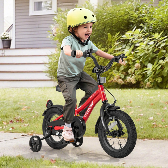 Costway 12" Kids Bike For 3-4 Years Old Boys & Girls With Adjustable Seat Handbrake Reflectors Red