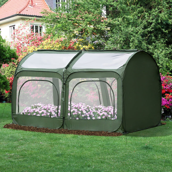 Outsunny 8' X 4' X 4' Portable Pop Up Mini Greenhouse With 5 Zippered Doors & Portable Zipper Bag Fo