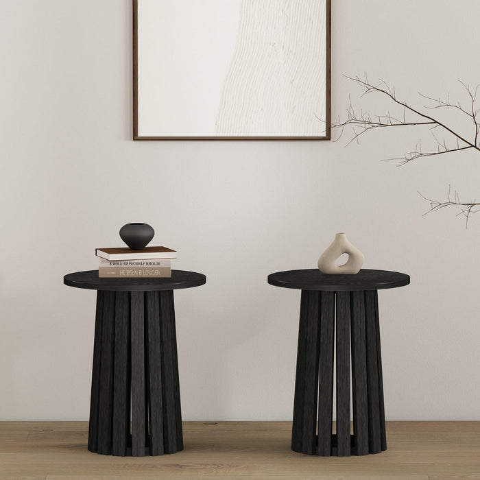 Layla Scandinavian Modern End Table in Black - Set of 2 