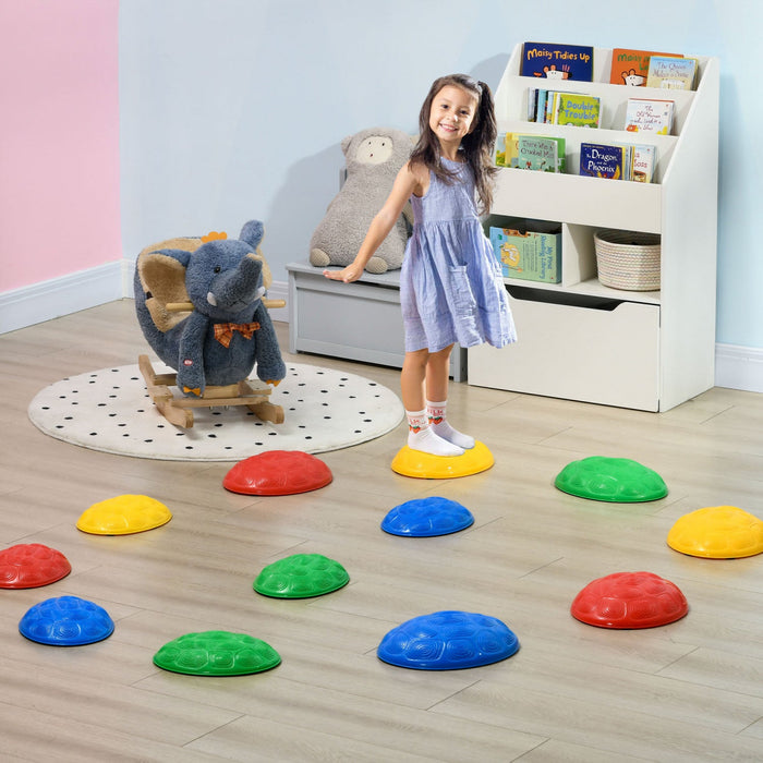 Outsunny Stepping Stones Kids With Anti-slip Mat, 12 Pcs Balance Stepping Stones Obstacle Course, In