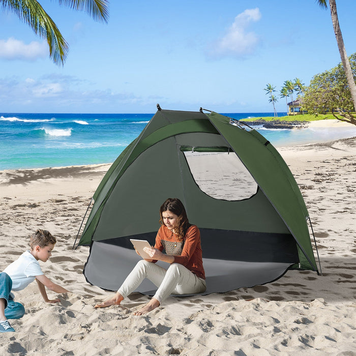 Outsunny Pop Up Tent, Beach Tent, Uv Protected Sun Shelter With Carry Bag And Ground Stakes For 2-3 