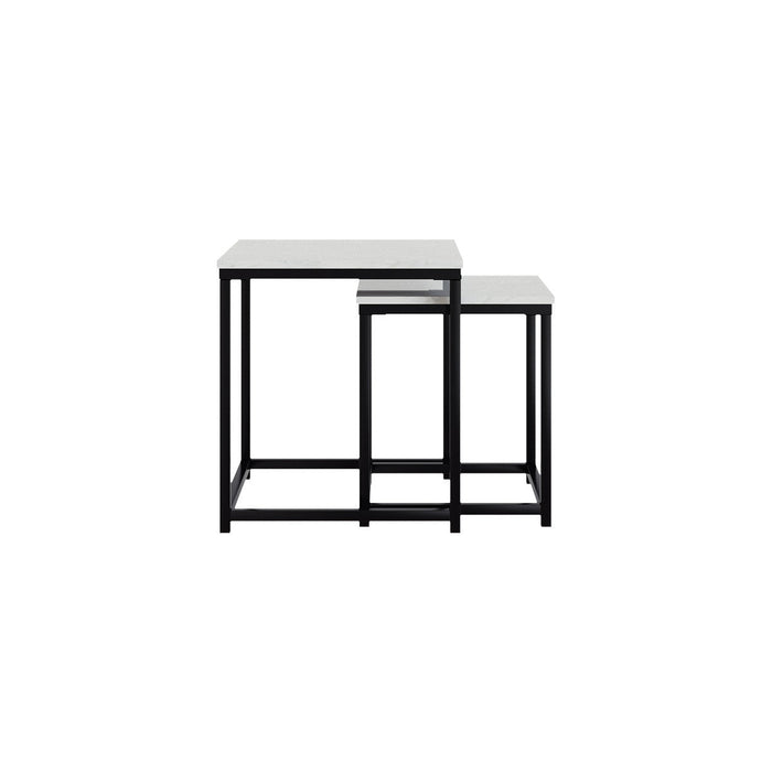 Quartz Two Square Nested Tables Marble Top 
