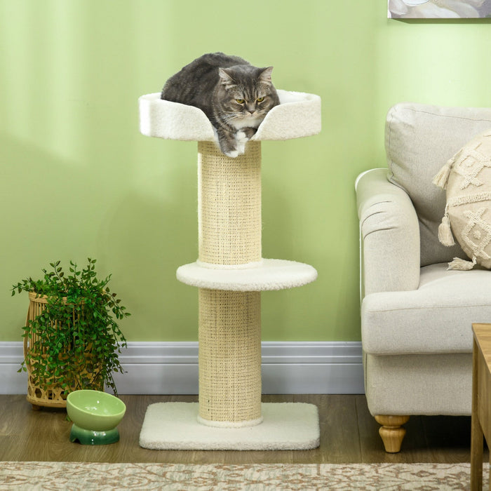 Pawhut 36\" Cat Tree Multi-level Kitty Tower With Sisal Mat Scratching Post, Cat Bed, Cushion, Perch,