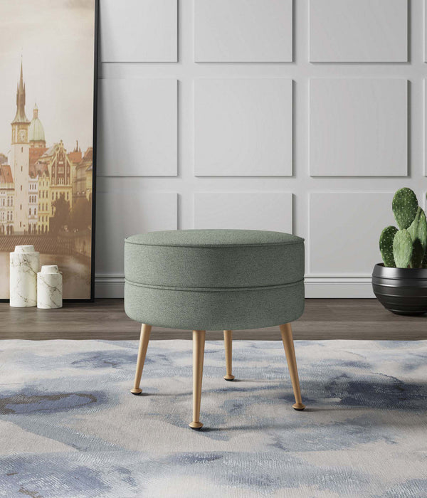 Bailey Mid-Century Modern Upholstered Accent Ottoman in Sage Green 