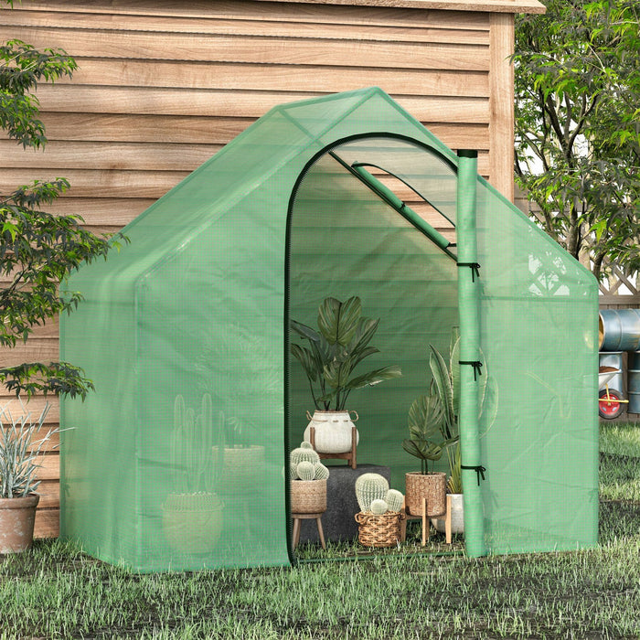 Outsunny 6'x3.3'x5.5' Walk-in Garden Greenhouse With Door And Top Window, Portable Mini Greenhouse F
