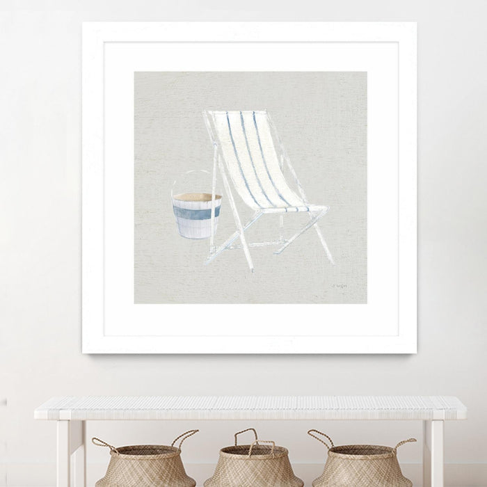 \"Serene Seaside Iii Tan\" Matted and Framed White 30x30 Wall Art