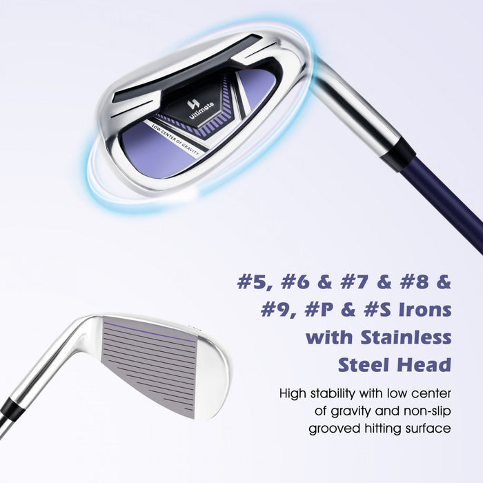 Ultimate Women's Complete Golf Club Set Golf Club Package Set W/ Rain Hood, Right Hand Purple