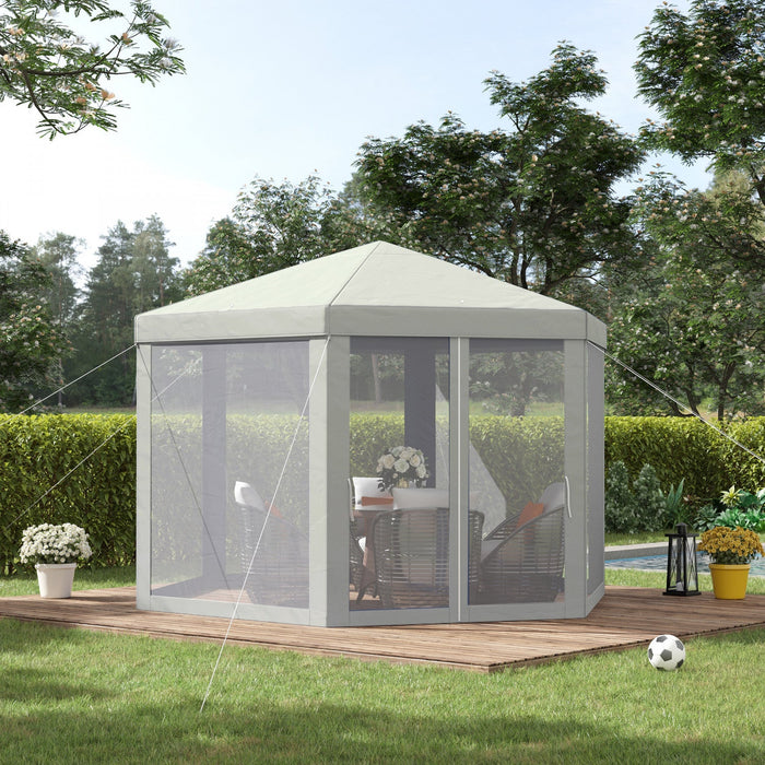 Outsunny Φ13' Hexagon Party Tent Patio Gazebo Outdoor Activity Event Canopy Quick Sun Shelter Pavili