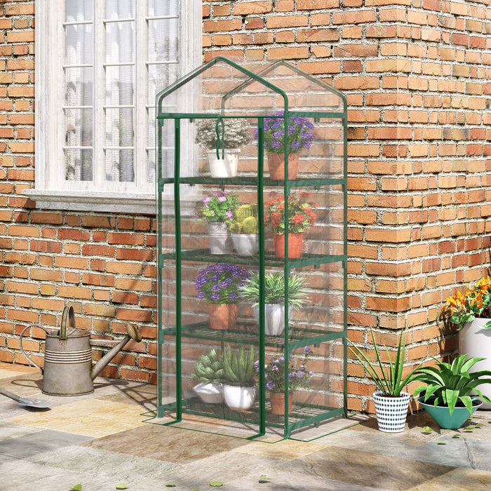 Outsunny 28\" X 20\" X 63\" Portable Greenhouse With 4 Tier Shelves Outdoor Hot House Plant Flower Gree