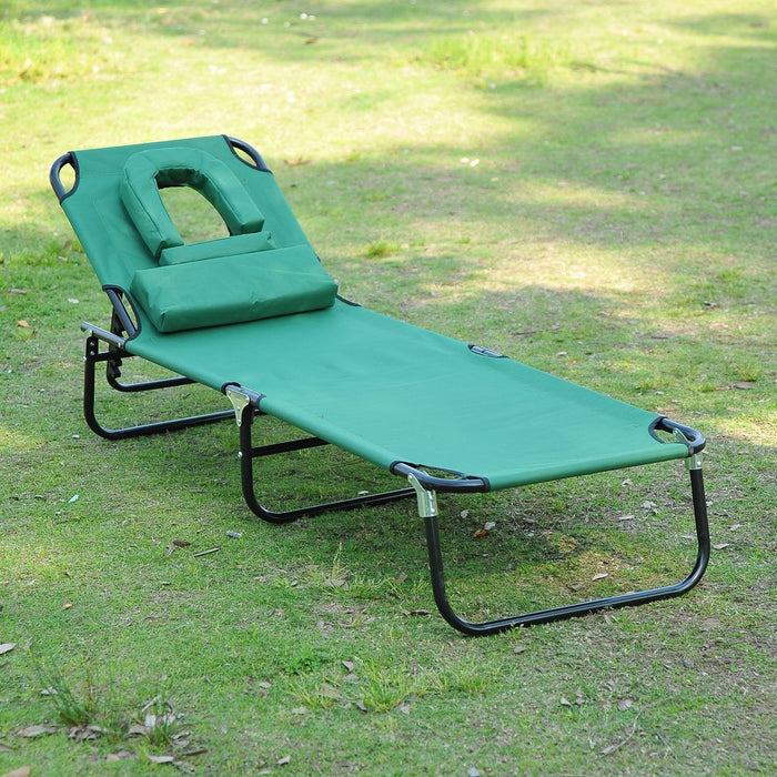 Outsunny Folding Outdoor Lounge Chair, Green