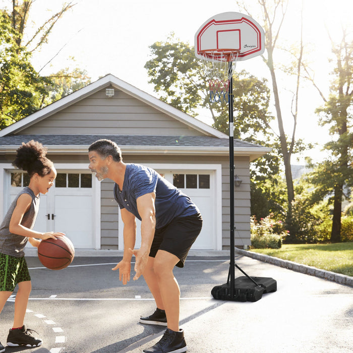Homcom 7-8.5ft Portable Basketball Hoop With 27.5" Backboard, White