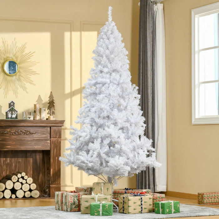 Homcom 7' Artificial Christmas Tree With 1230 Branch Tips Metal Stand White
