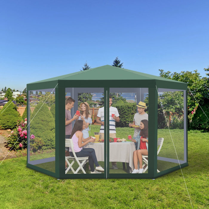 Outsunny Φ13' Hexagon Party Tent Patio Gazebo Outdoor Activity Event Canopy Quick Sun Shelter Pavili