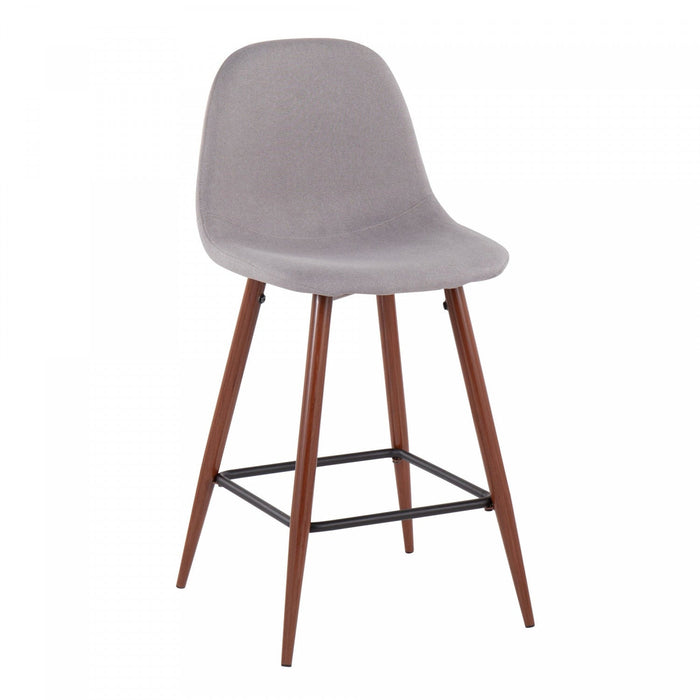 LumiSource Pebble Light Grey Fabric Mid-Century Modern Counter-Height Stool - Set of 2
