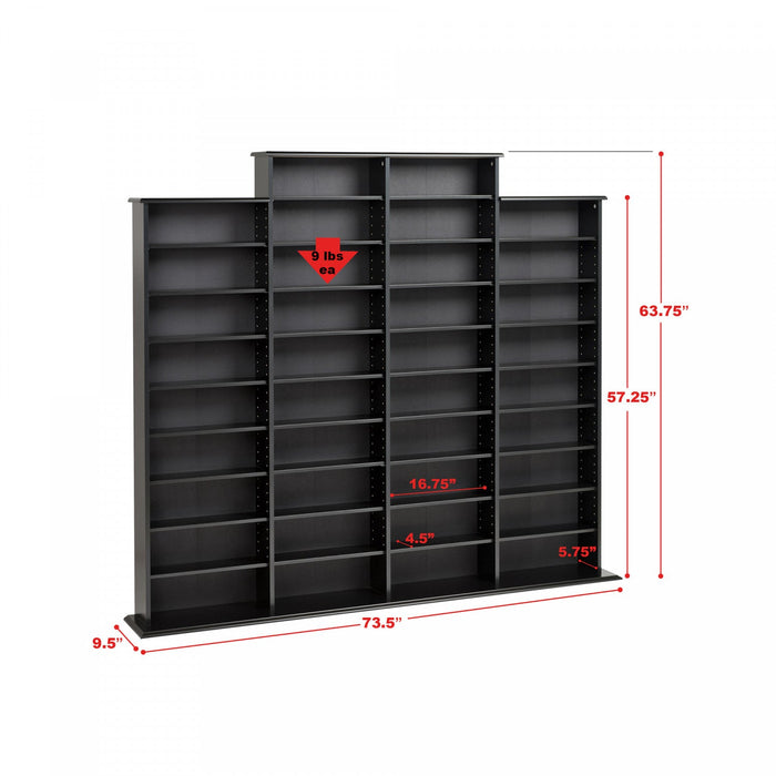 34 Adjustable Shelves Multimedia Storage - Black 