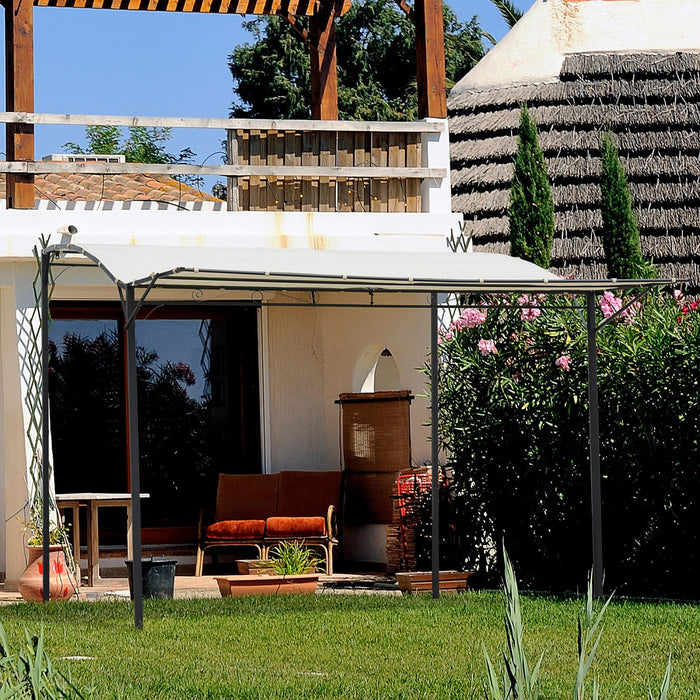 Outsunny 10x8ft Patio Metal Gazebo With Extendable Side Awning Outdoor Shelter Garden Sun Shade Cano