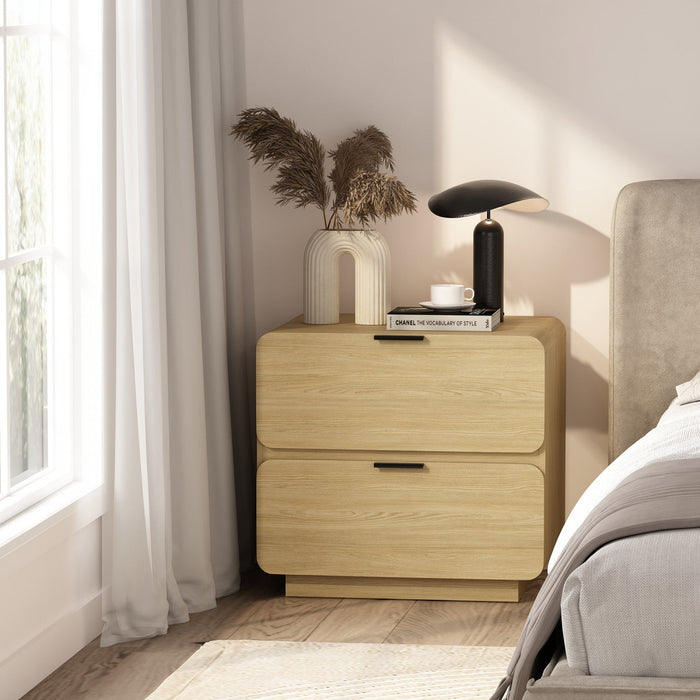 Chrystie Contemporary Modern 26\" Nightstand in Natural (2-Drawer) 