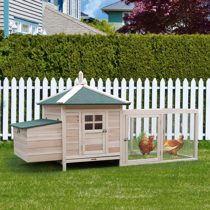 Pawhut 77\" Chicken Coop Hen House Rabbit Hutch Poultry Cage Pen Outdoor Backyard With Nesting Box Ru