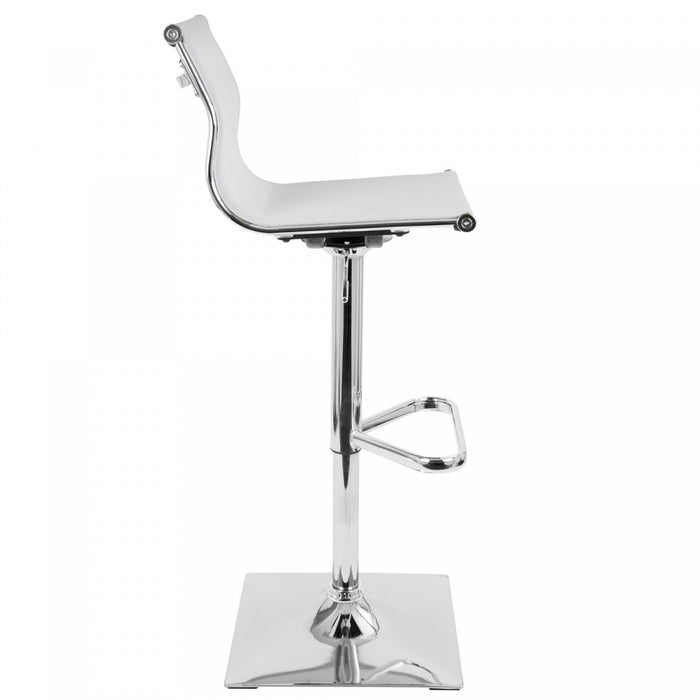 LumiSource Mirage Fabric Contemporary Adjustable Barstool with Swivel - White