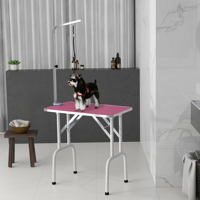Pawhut 32in Foldable Dog Grooming Table For Small Dogs, Pet Grooming Table For Dogs Cats With Adjust