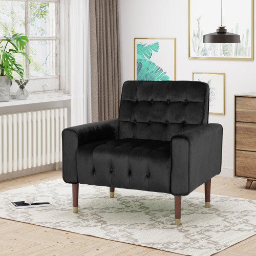 Lucas Modern Accent Seating Arm Chair With Tufted Back,polyester Upholstery,black Accent Chair 