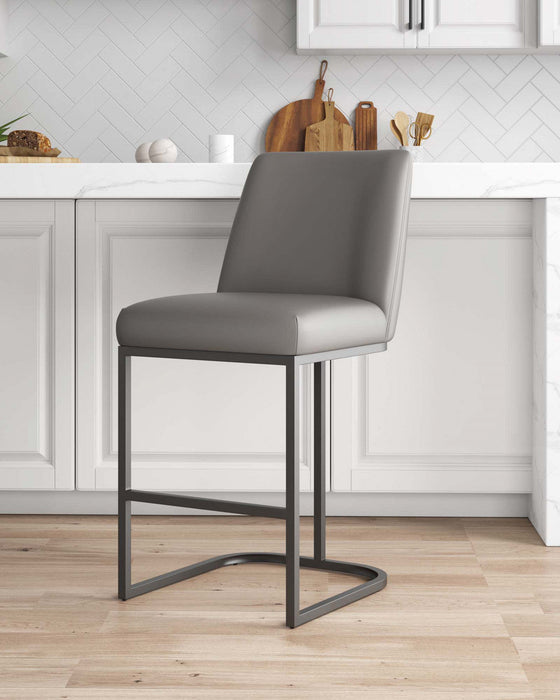 Serena Modern Metal Upholstered Counter Stool in Taupe Bar Stool 