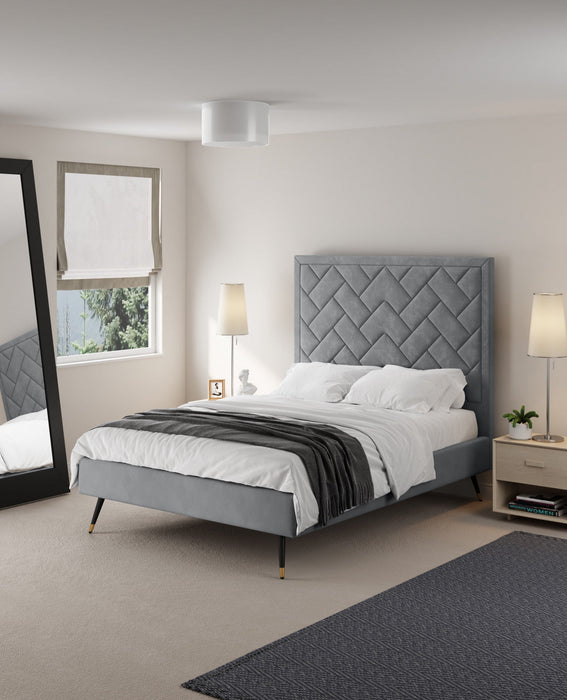 Crosby Modern Upholstered Velvet Full Bed in Gray 