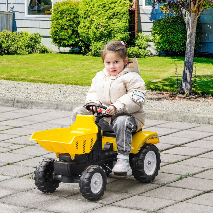 Aosom No Power Kids Ride-on Excavator, Toddler Tractor Pretend Play Construction Toys With Manual Co