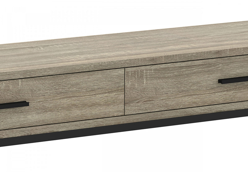 48” Modern Console Table With 2 Drawers - Dark Taupe With Black Metal 