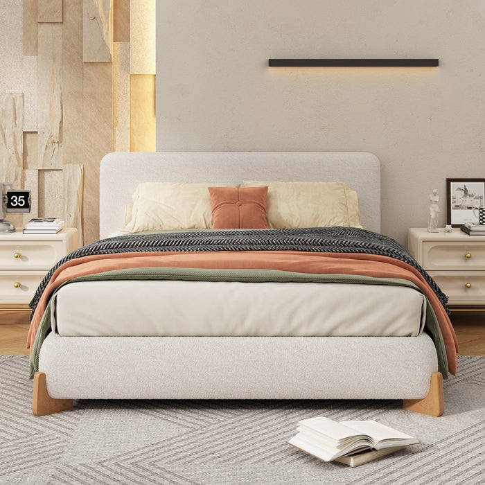 Olivia Elegant Comfortable Upholstered Bed,Queen Size,White Queen Bed  