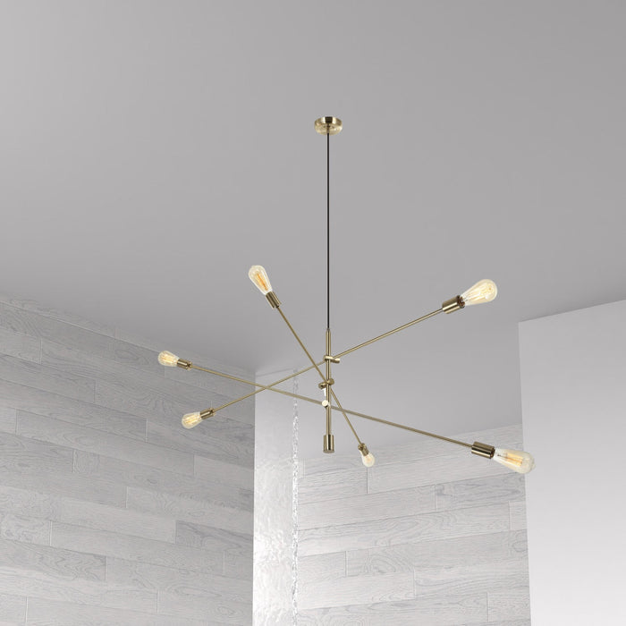 Dainolite Alexa 6 Light Adjustable Pendant Aged Brass Finish Lamp