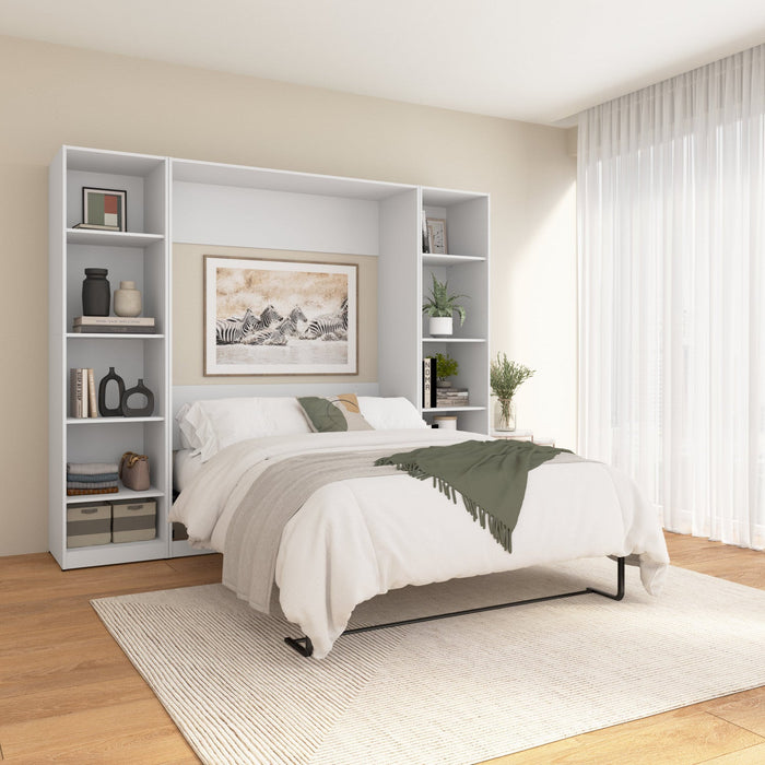 Bestar Claremont 10-Shelf Full Murphy Bed - White