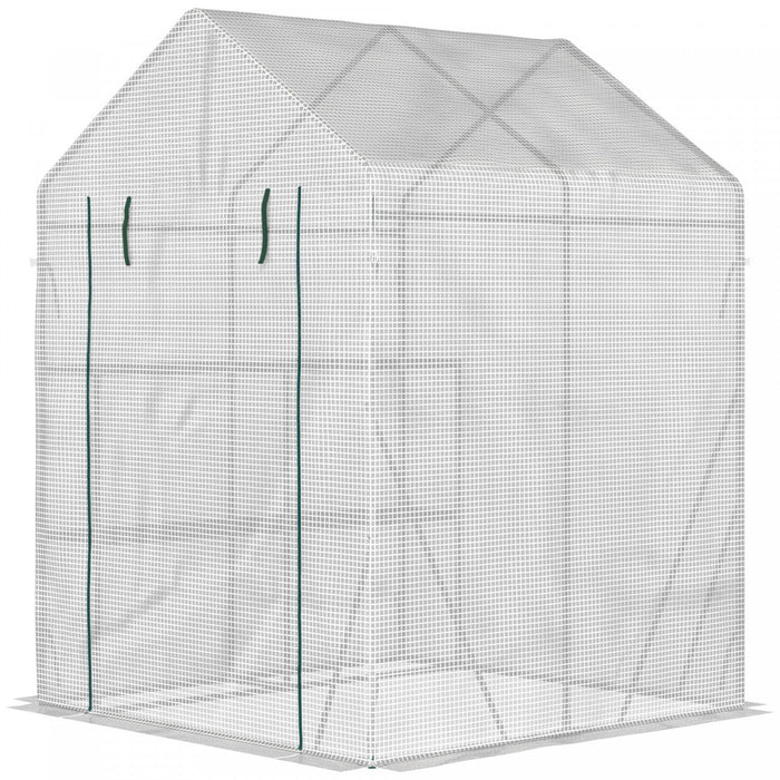 Outsunny Greenhouse For Outdoor, Portable Greenhouse With 2-tier Shelf