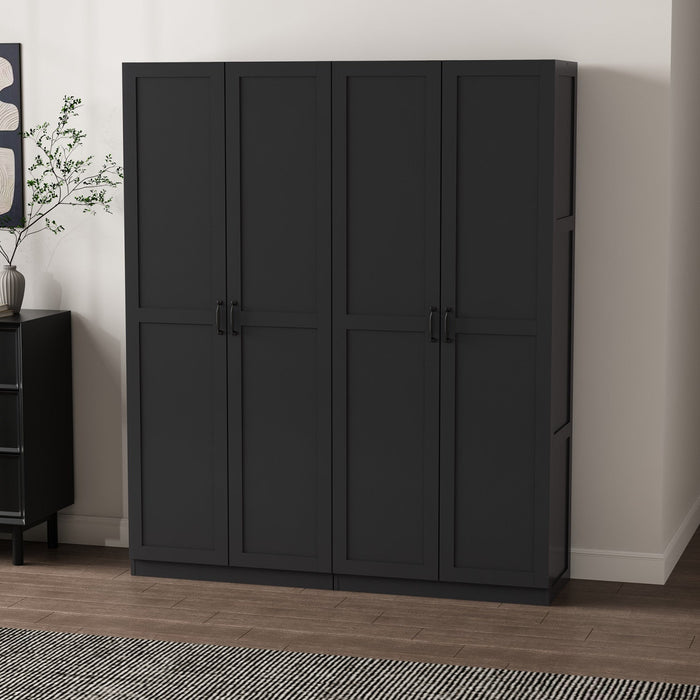 Cornelia Modern 2-Piece Wardrobe Closet in Black Armoire 