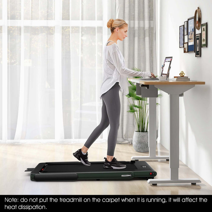 Superfit 2.25hp 2 In 1 Dual Display Folding Treadmill Jogging Machine W/app Control Green