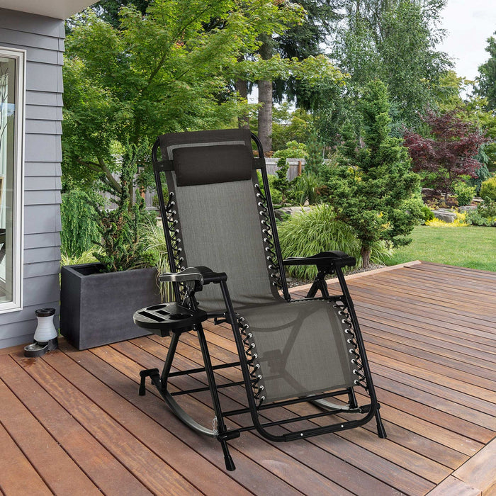 Outsunny 2 In 1 Adjustable Lounge Chair Grey
