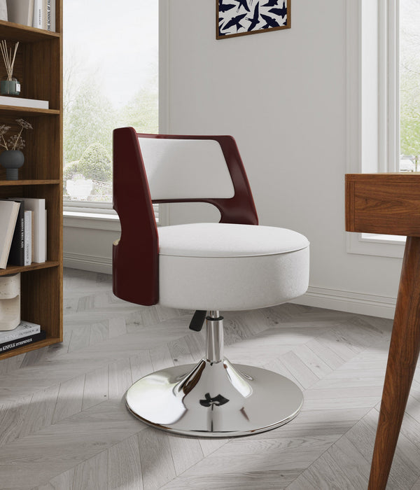 Salon Modern Vegan Leather Swivel Lounge Chair in White - Set of 2 Accent Chair 